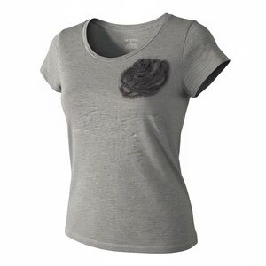 Merona Gray Short Sleeve Top with Floral Accent